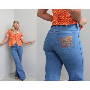 1970's Rare Vintage Sedgefield Dragon Flare Jeans Women's XS SM 28" to 29" Waist